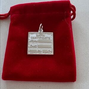 Silver Birth Certificate Charm Pendant NWT ✨